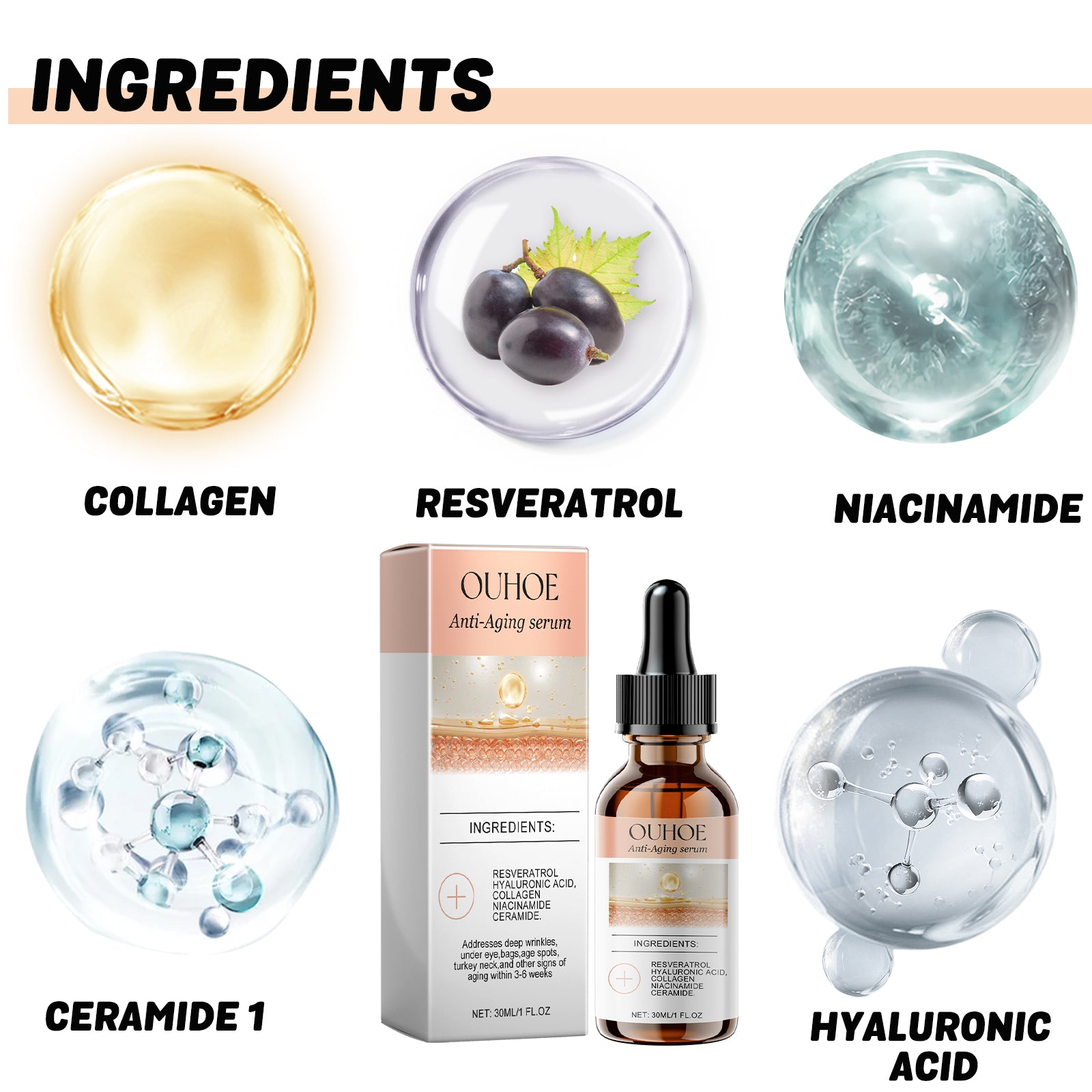 Anti-Aging Serum, Lighten Fine Lines On The Face With Line Hydrating Anti-Wrinkle Serum