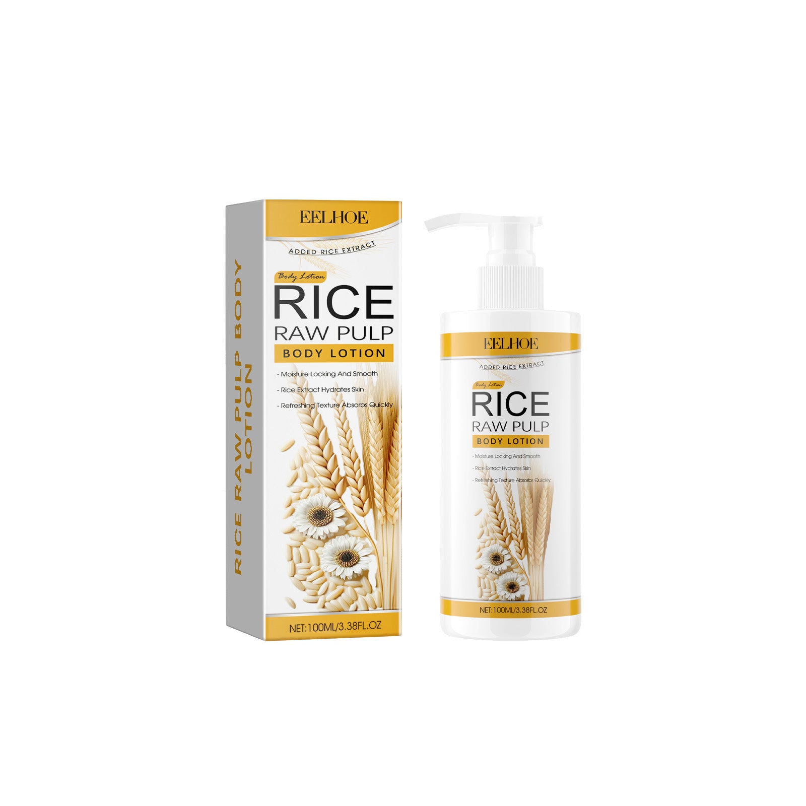 EELHOE Rice Raw Pulp Body Lotion, Light Black Anti-Dryness Tender Bright And White Body Lotion