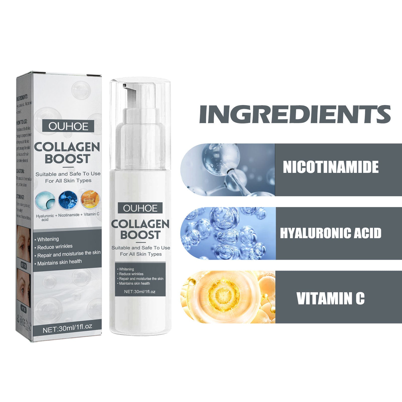 Collagen Anti-Aging Serum, Fade Fine Lines And Dark Spots Hydrating Anti-Wrinkle Repair Essence