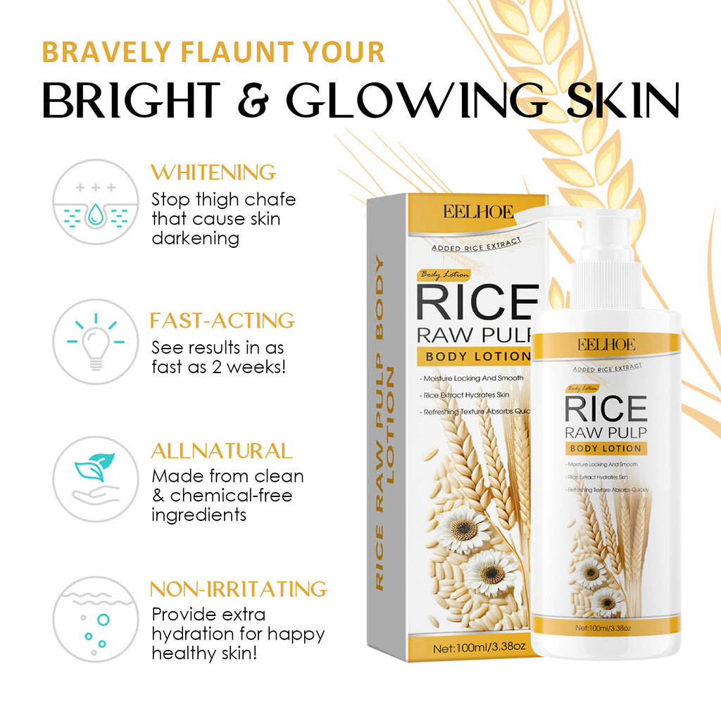 EELHOE Rice Raw Pulp Body Lotion, Light Black Anti-Dryness Tender Bright And White Body Lotion