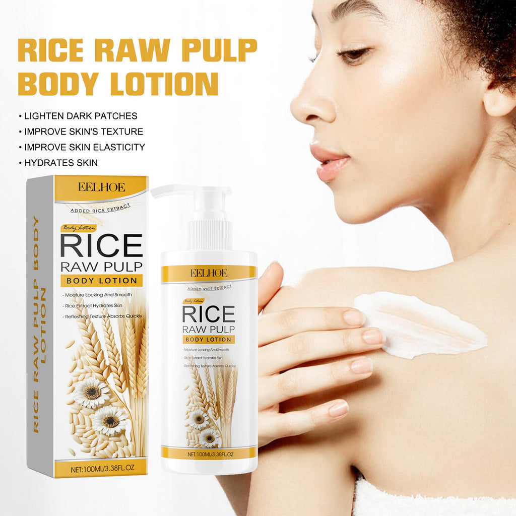 EELHOE Rice Raw Pulp Body Lotion, Light Black Anti-Dryness Tender Bright And White Body Lotion
