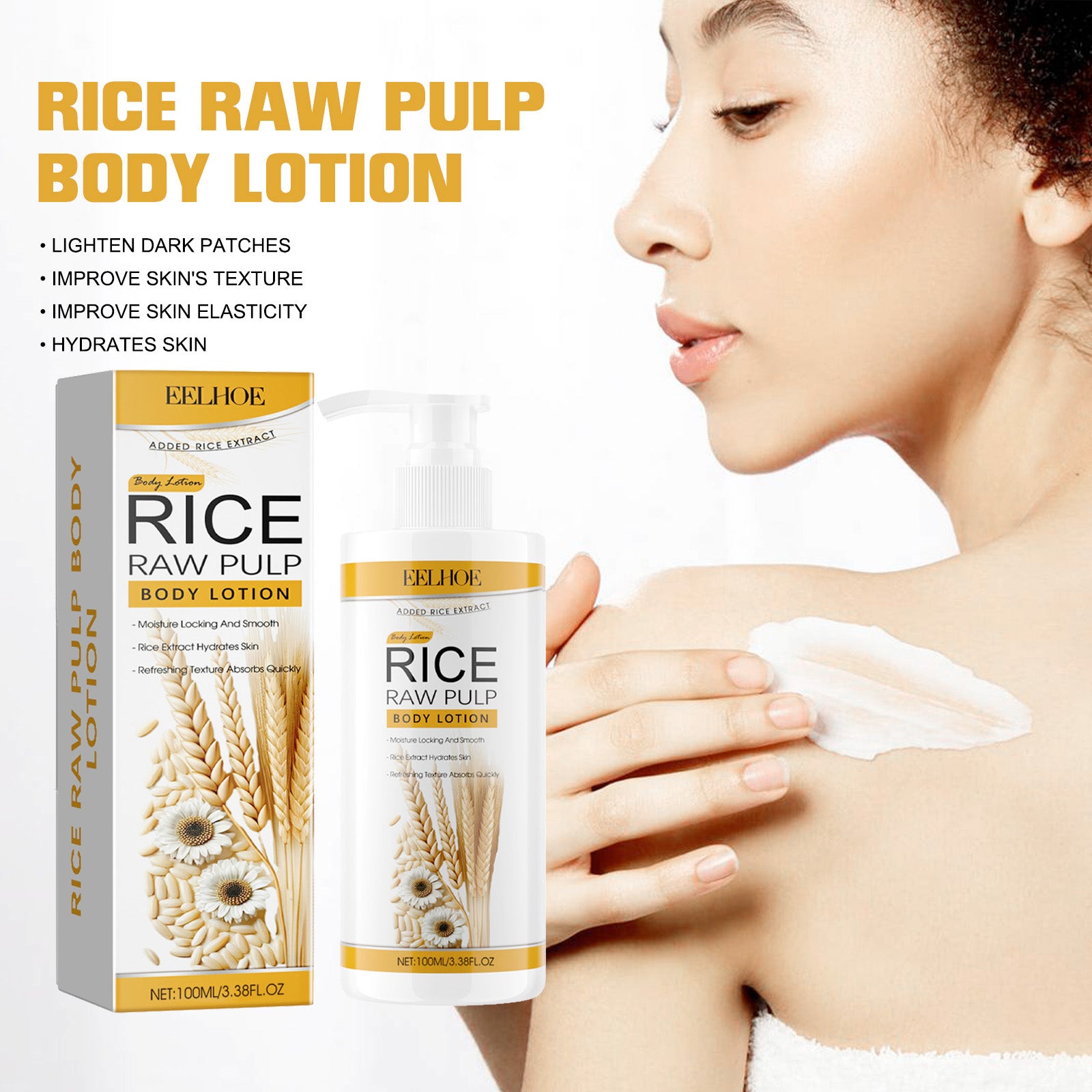 Rice Raw Pulp Body Lotion, Light Black Anti-Dryness Tender Bright And White Body Lotion