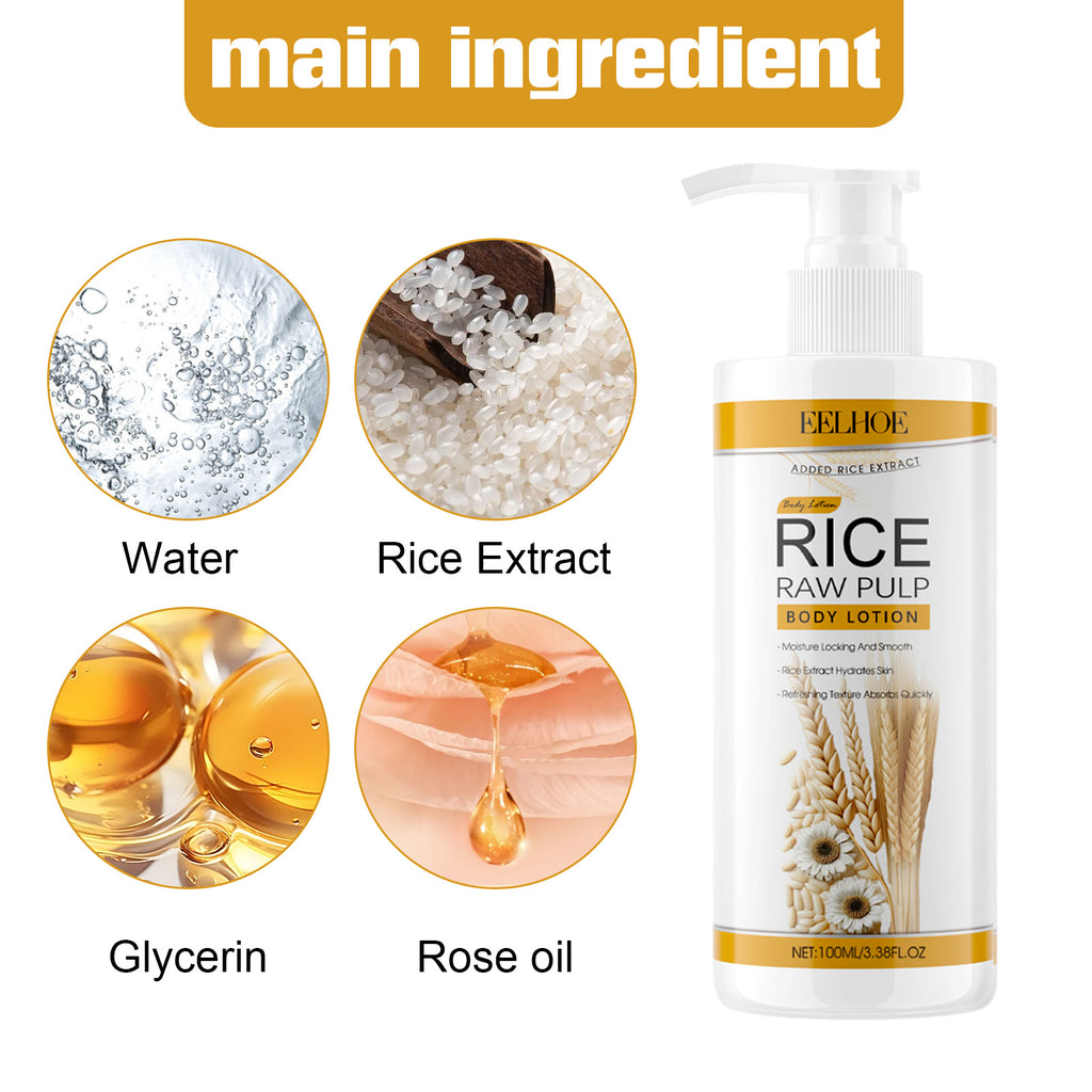 Rice Raw Pulp Body Lotion, Light Black Anti-Dryness Tender Bright And White Body Lotion