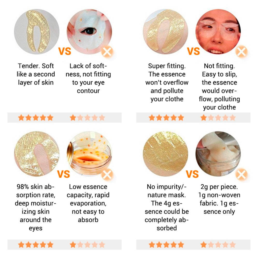 24K Gold Collagen Eye Masks (10 Pairs)